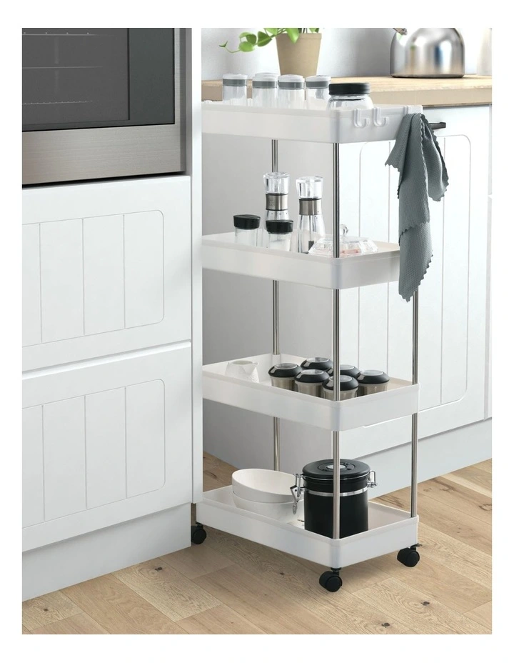 4 Tiered Home Storage Cart Organiser 40x22x86cm in White