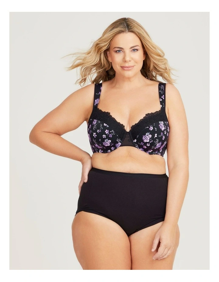 Lace Trim Underwire Bra in Purple Floral