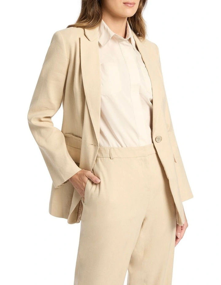 Sybil Longline Linen Blazer in Macchiato