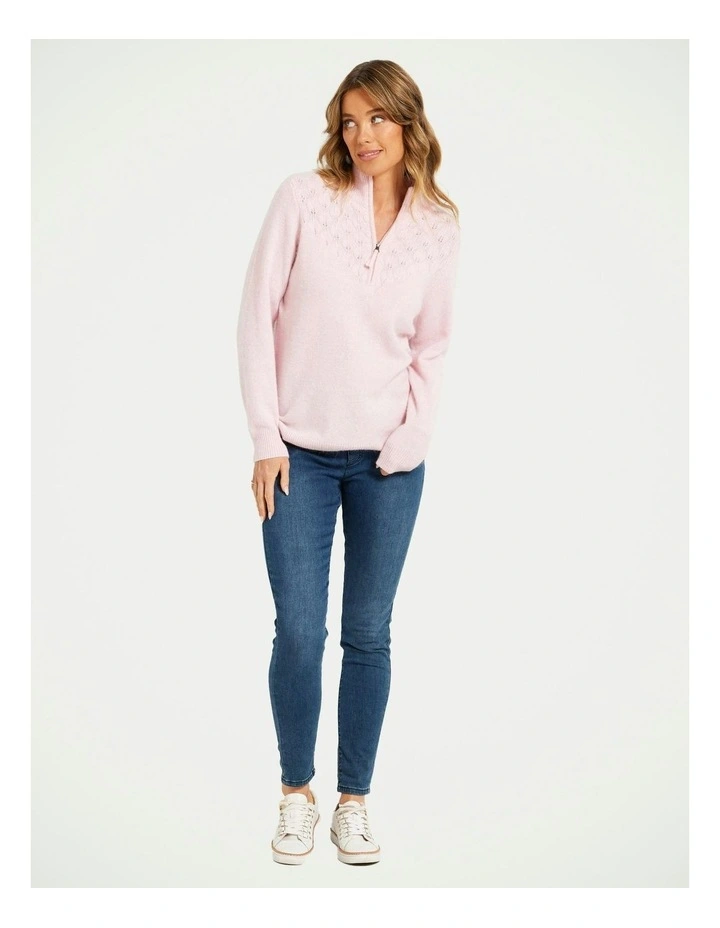 Hannah Zip Neck Sweater in Pink