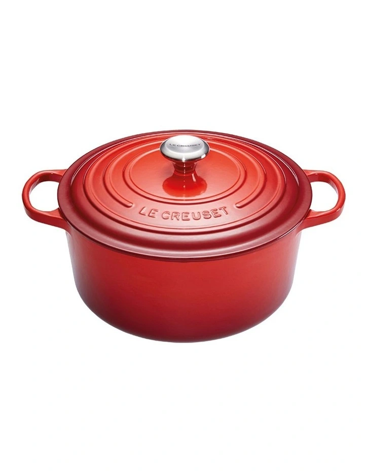Signature Cast Iron Round Casserole Red
