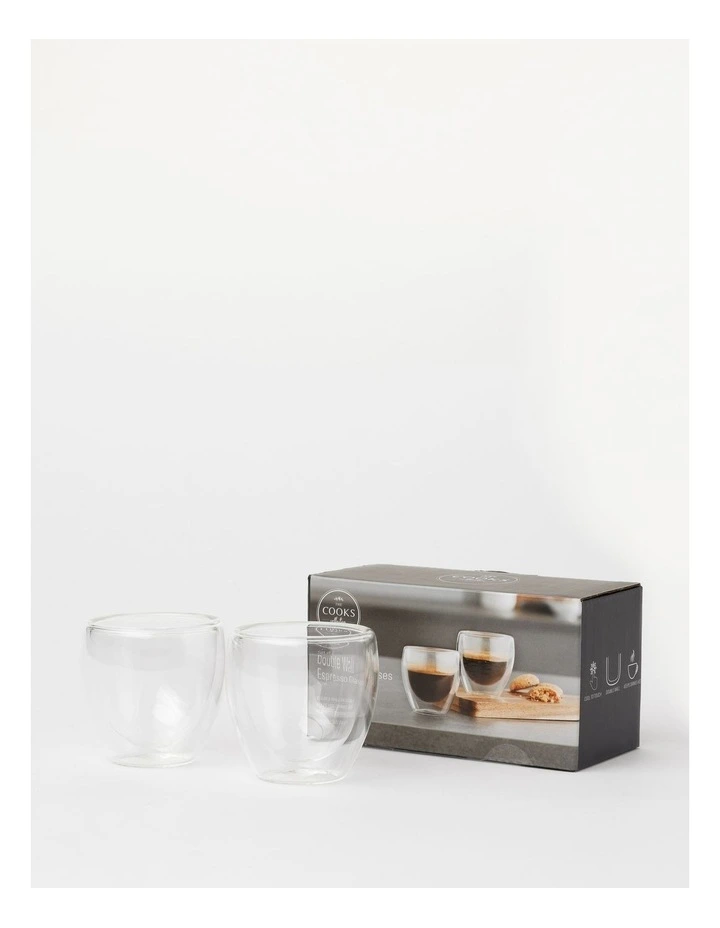 Double Wall Glass Espresso 80ml Set of 2 in Clear