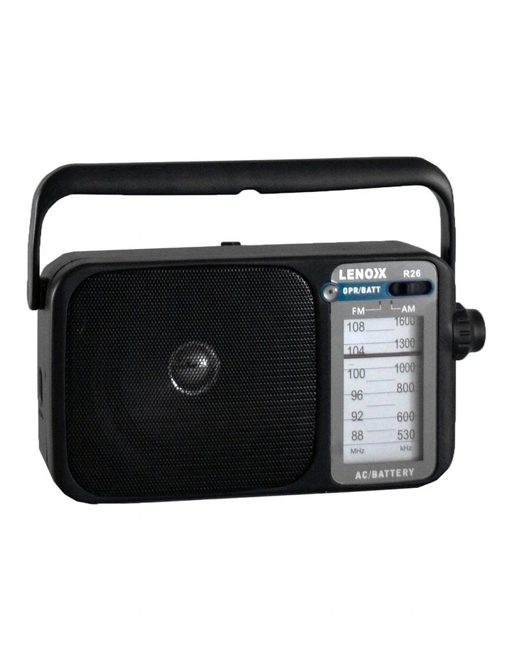 AM/FM Mantle Radio Battery Operated, with Bandwidth 540-1600 in Black