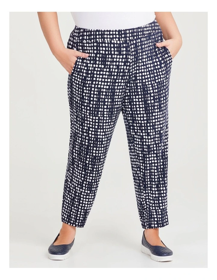Spot Bamboo Lounge Taper Pant in Dark Indigo Print
