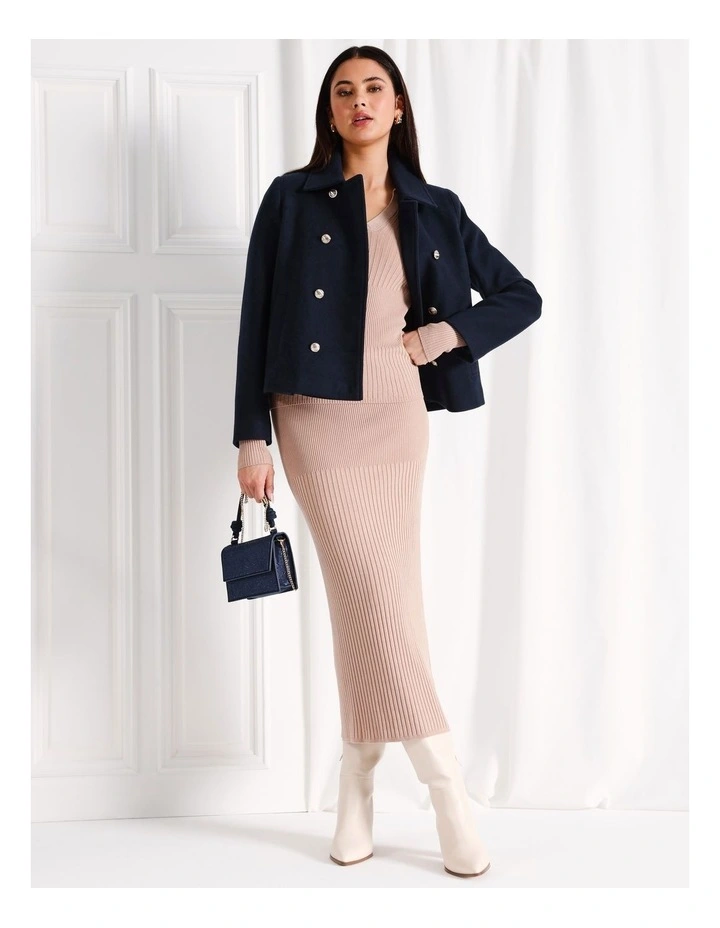 Cropped Military Jacket in Navy