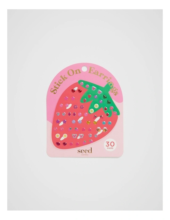 Strawberry Stick On Earrings in Multi