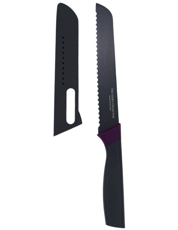 Ti Bread Knife with Cover 17cm in Grey/Purple
