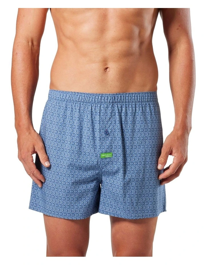 Hexo Geo Bamboo Boxer Shorts in Blue