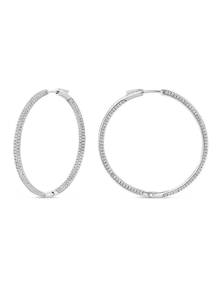 Pursuit Pave Hoops in Silver