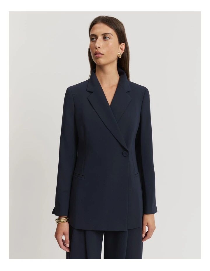 Longline Slim Blazer in Navy