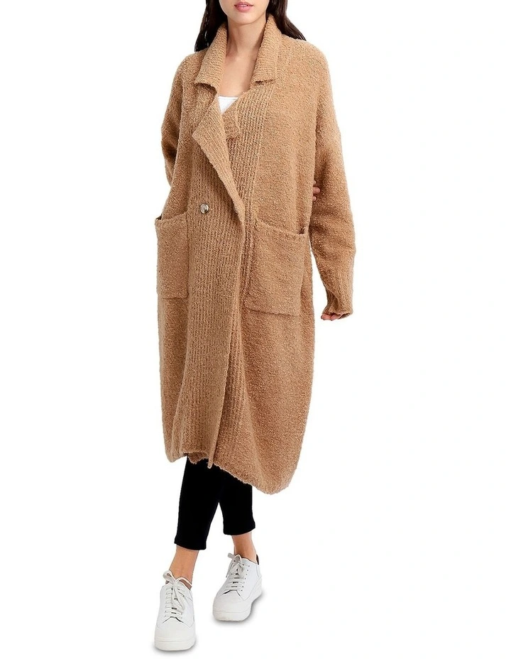 Born To Run Sustainable Sweater Coat in Camel