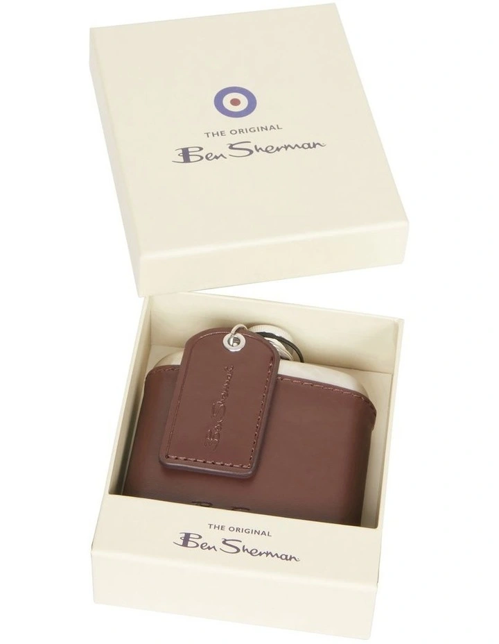 Flask & Bottle Opener Keyring in Brown
