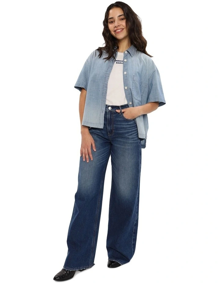 Dreamy Drape Super High Waisted Baggy Wide Leg Jean in Dark Wash