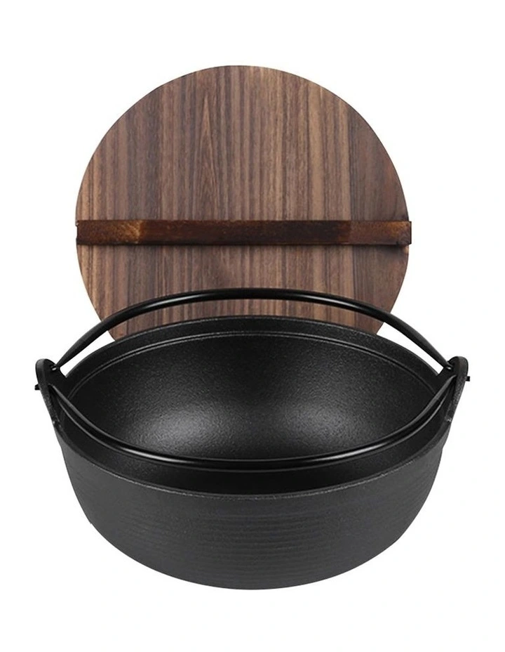 Hot Pot with Wooden Lid 25cm in Black