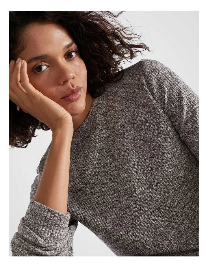 Twist Rib Long Sleeve Top in Dark Espresso Twist