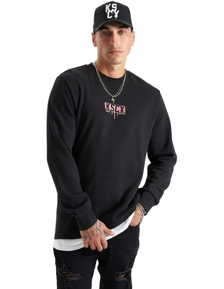 Santa Ana Layered Dual Curved Sweater in Jet Black