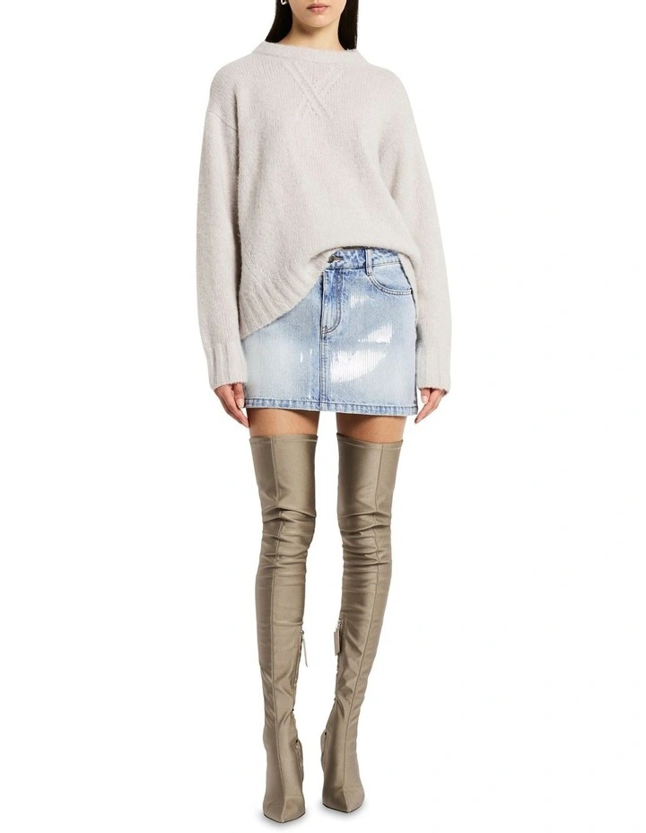 Estilo Cashmere Blend Crew Jumper in Mist Grey