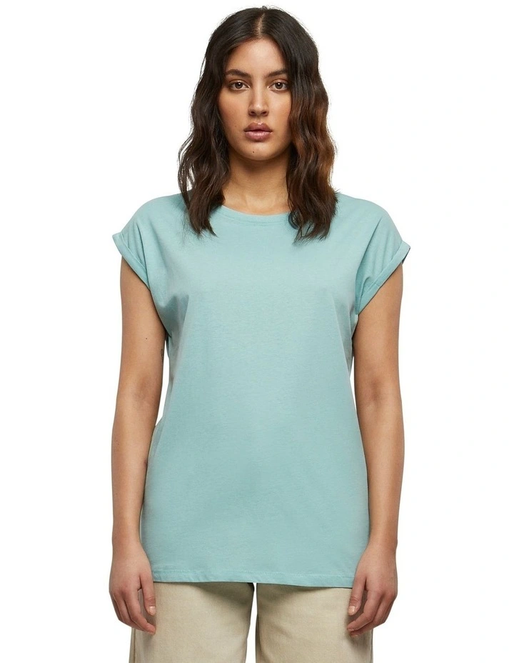 Extended Shoulder Tee in Blue Mint