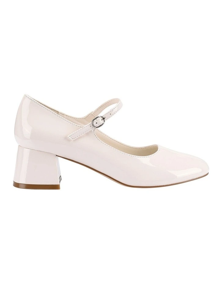 Kenna Mary Jane Block Heels in Bone Patent