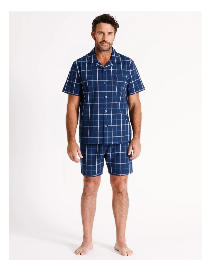 Short Sleeve Softwash Poplin PJ Set Window Pane Check in Navy