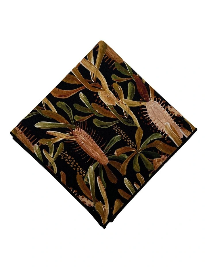 Grass Tree Pocket Square in Black Multi