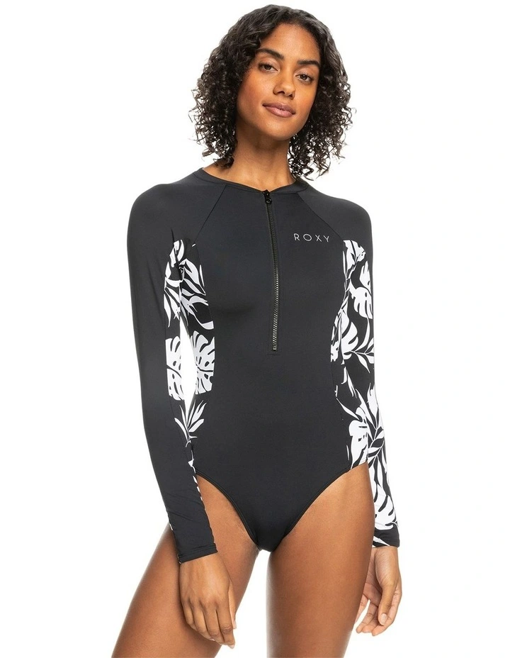 Onesie Long Sleeve One Piece Swimsuit in Black