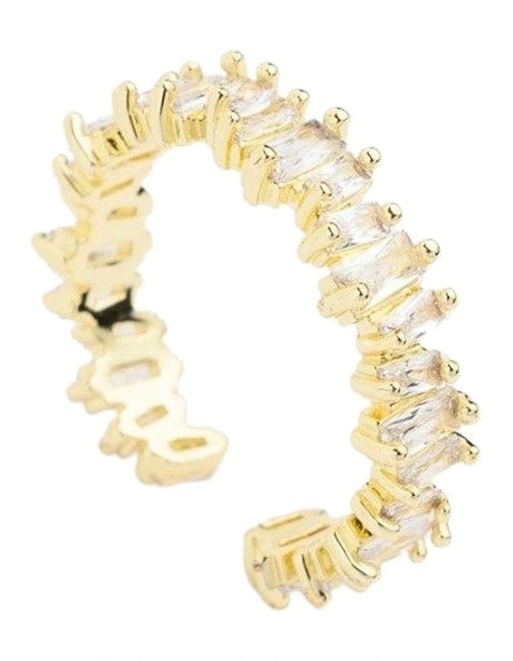 Cubic Zirconia Irregular Open Ring in Gold