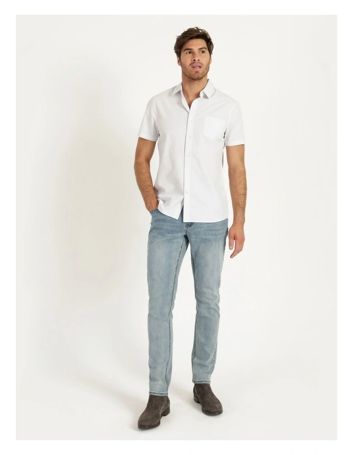 Daltry Dobby Short Sleeve Shirt White