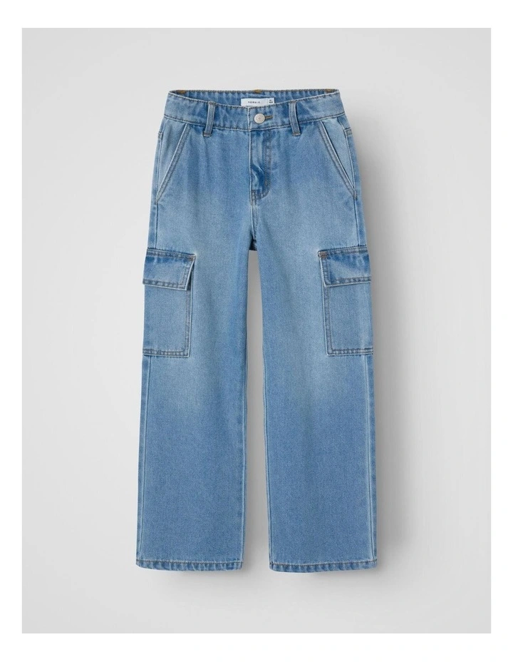 Rose Wide Cargo Jeans in Blue