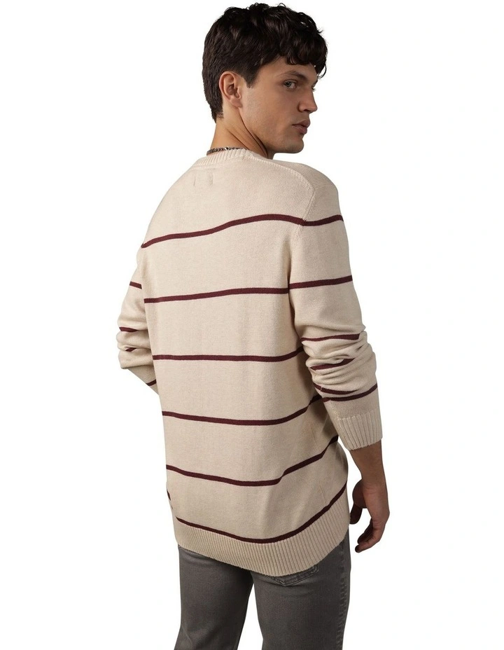Striped Crewneck Sweater in Tan