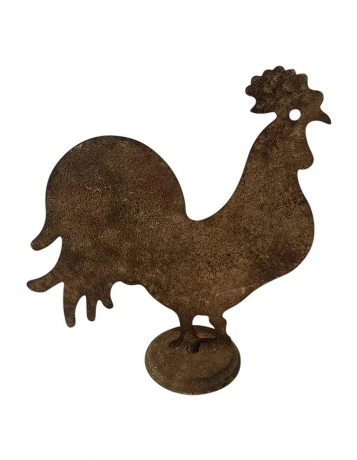 Metal Animal Chook Statue in Distressed Metal