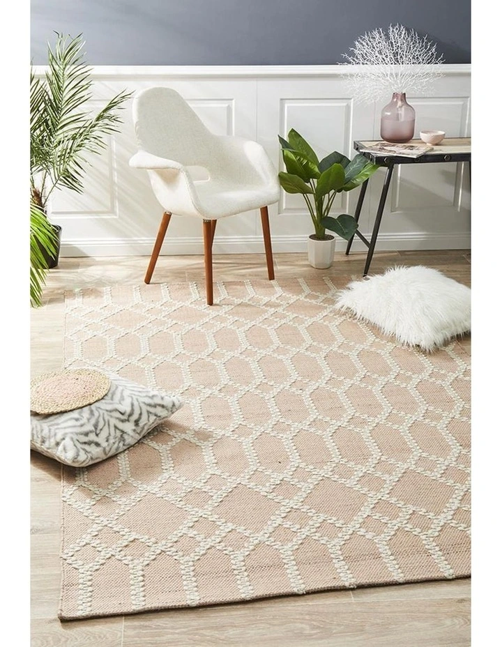 Krisha Tribal Trellis Rug Nude Soft Pink