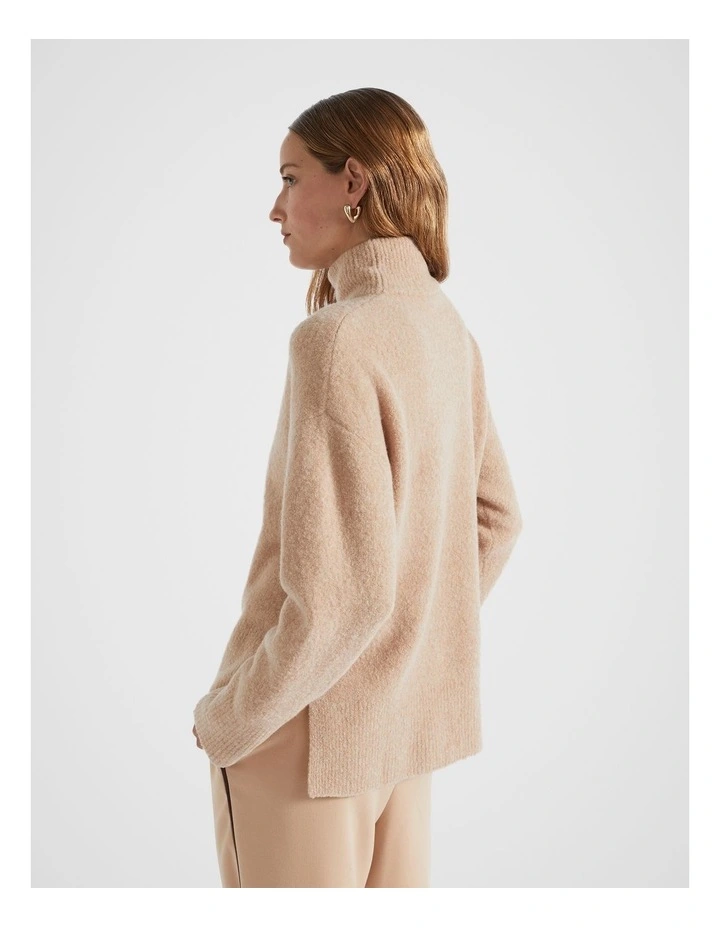 Mini Boucle Side Split Knit in Champagne Twist