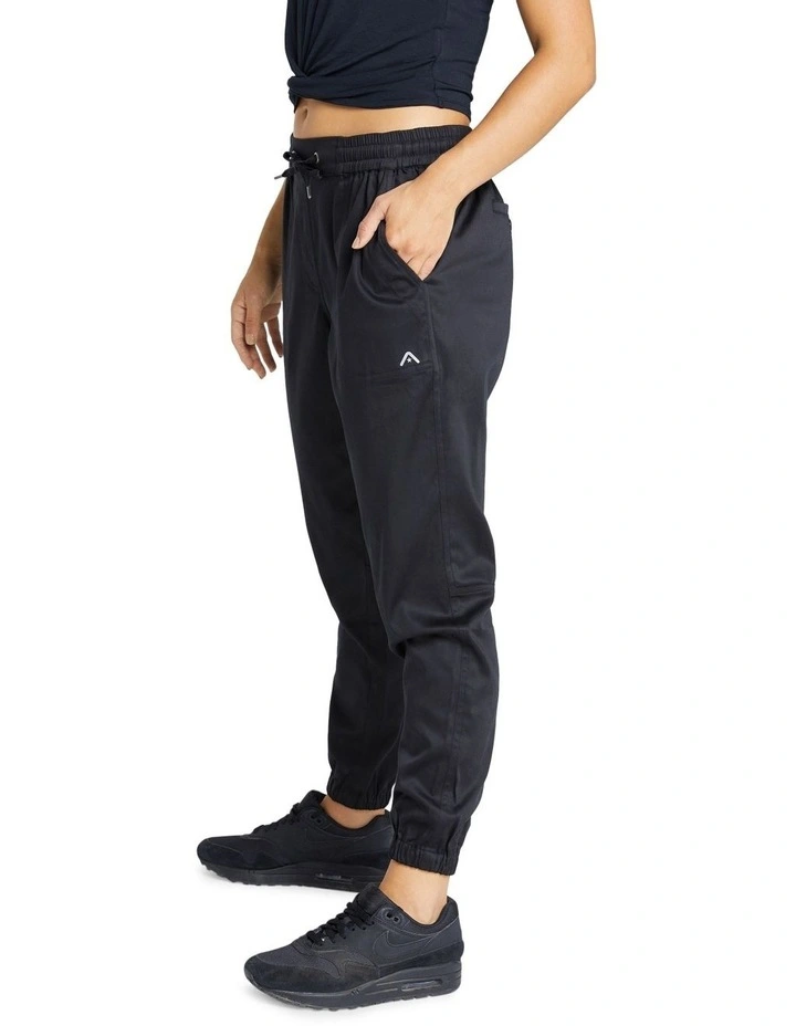 Woven Drawstring Pant in Black