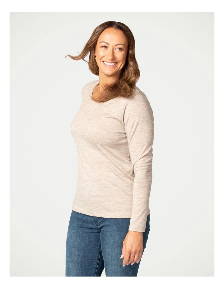 Hedrena Classic Long Sleeve Tee in Beige