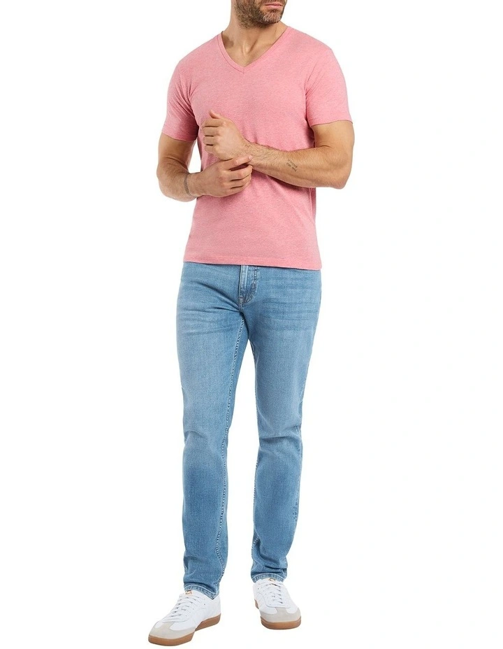 Arnie V Neck Tee in Sakura Marle