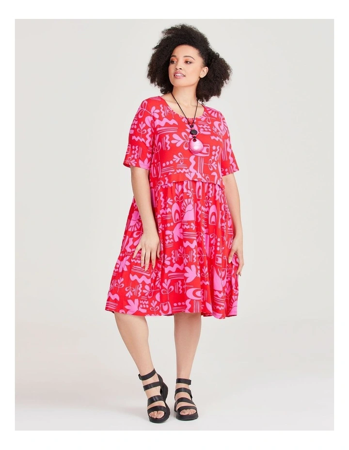 Natural Tango Tier Dress in Print