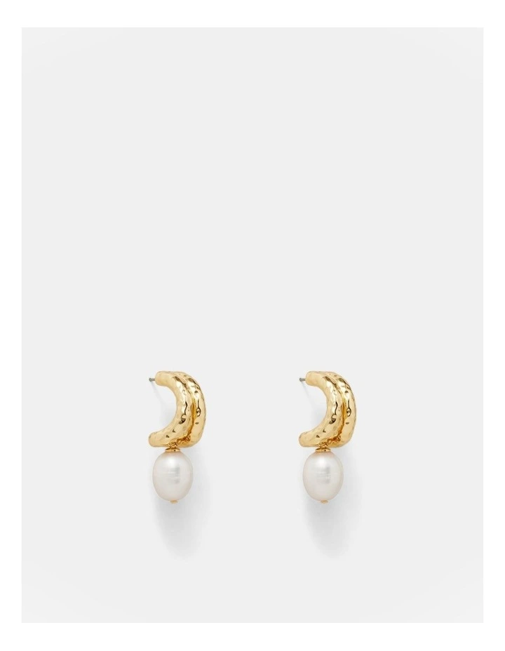 Reflective Pearl Hoop Earrings in Gold