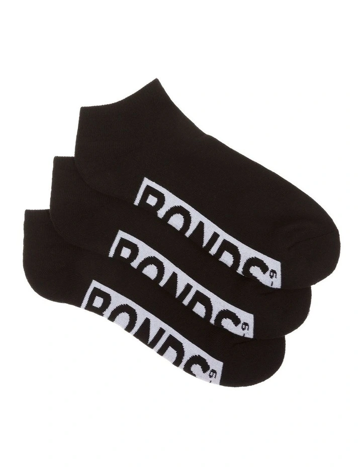 Logo Low Cut Socks 3 Pack in Black