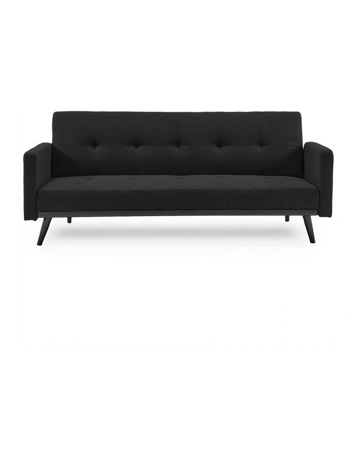 3 Seater Sofa Bed Lounge Futon Couch Modular Furniture Home Linen Fabric Black
