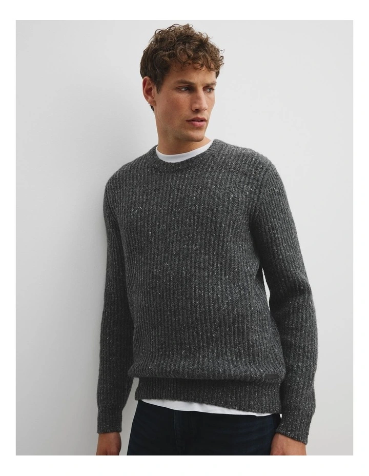 Merino Nep Crew Knit in Charcoal