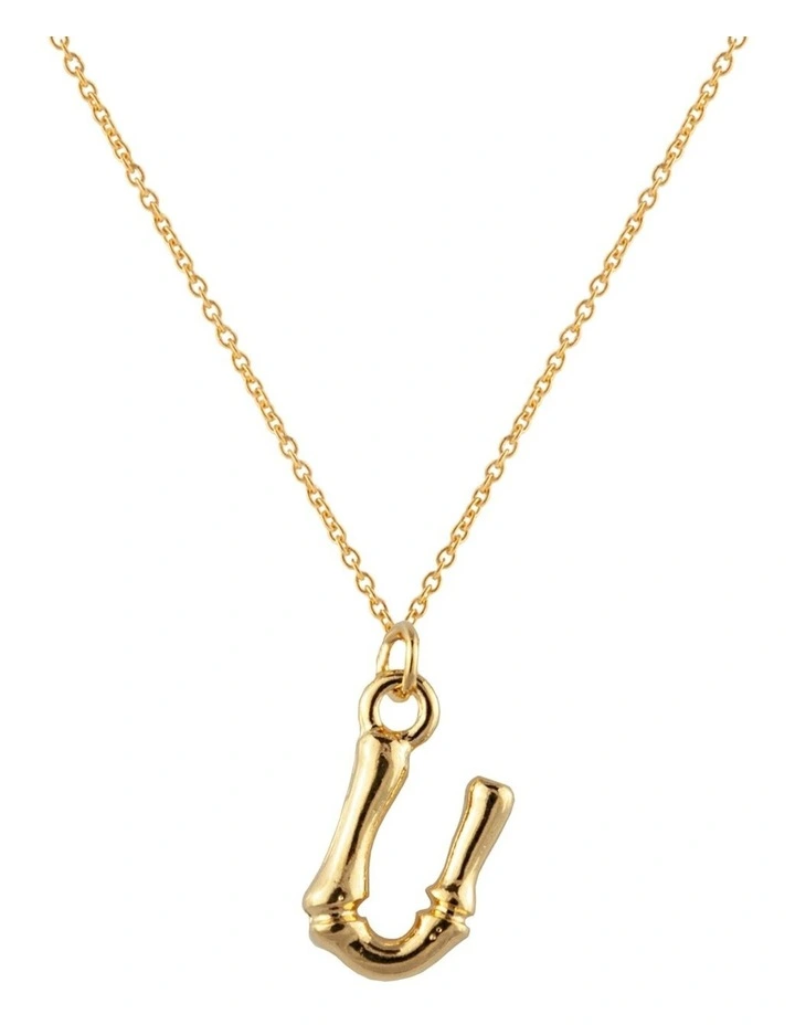 Letter U Initial Gold Necklace