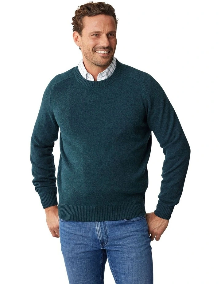 Lambswool Crew Neck Knit in Forest