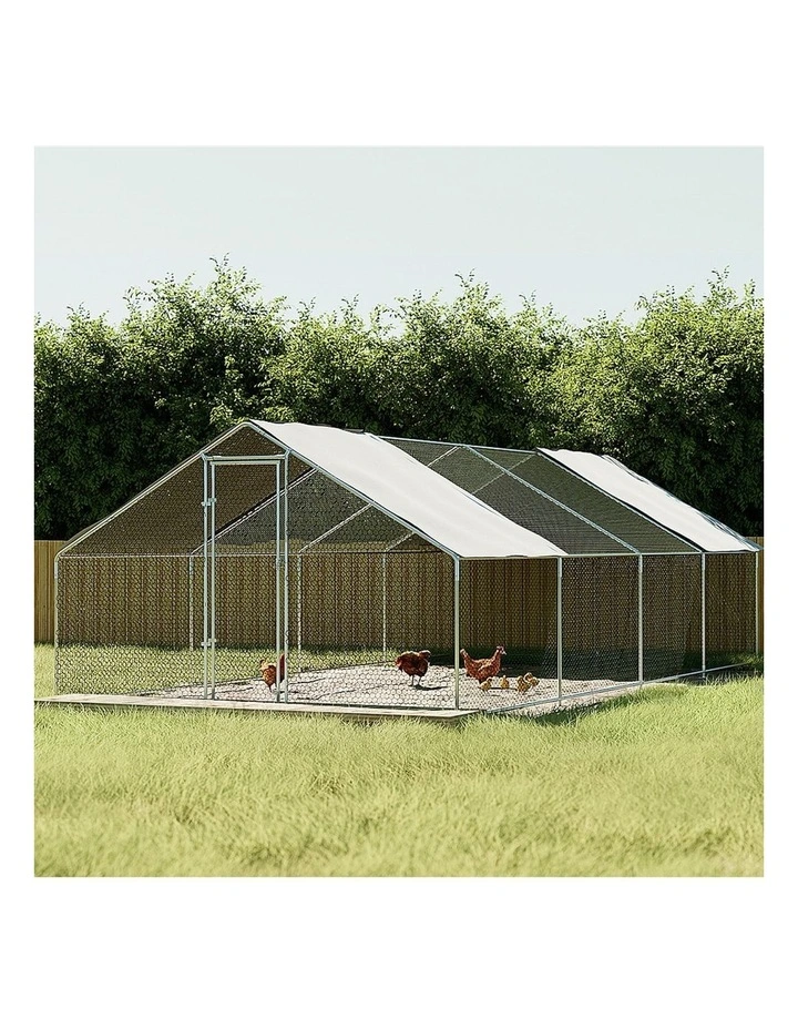 Chicken Coop Cage 3x8x2m Galvanised Steel