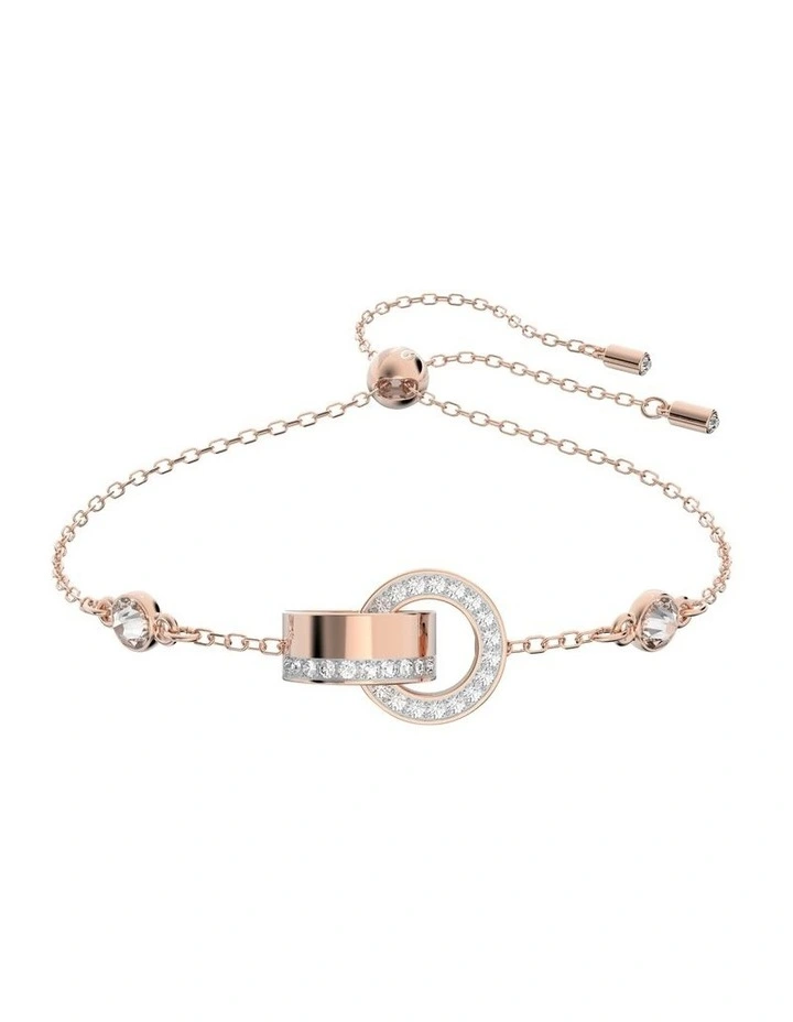 Hollow Bracelet Interlocking Loop Rose Gold-Tone Plated in White
