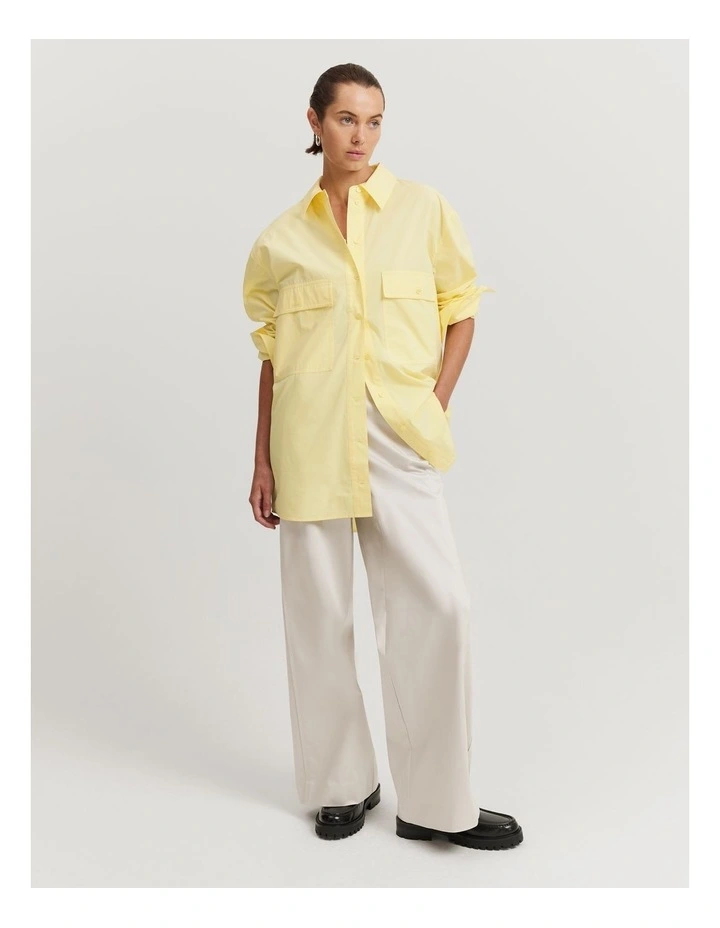 Organically Grown Cotton Pocket Detail Shirt in Lemon