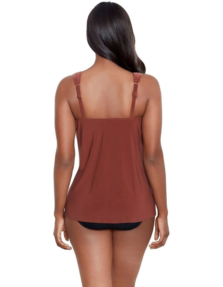 Dazzle Underwired Draped Tankini Top in Brown