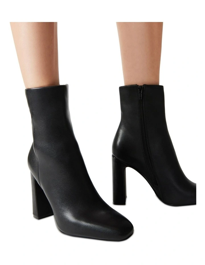 Allison Heeled Booties in Black Leather