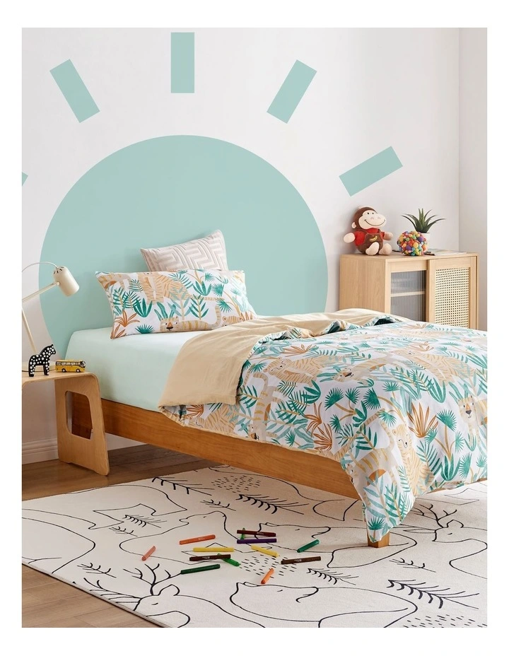 Tiger Safari Quilt Cover Set in White