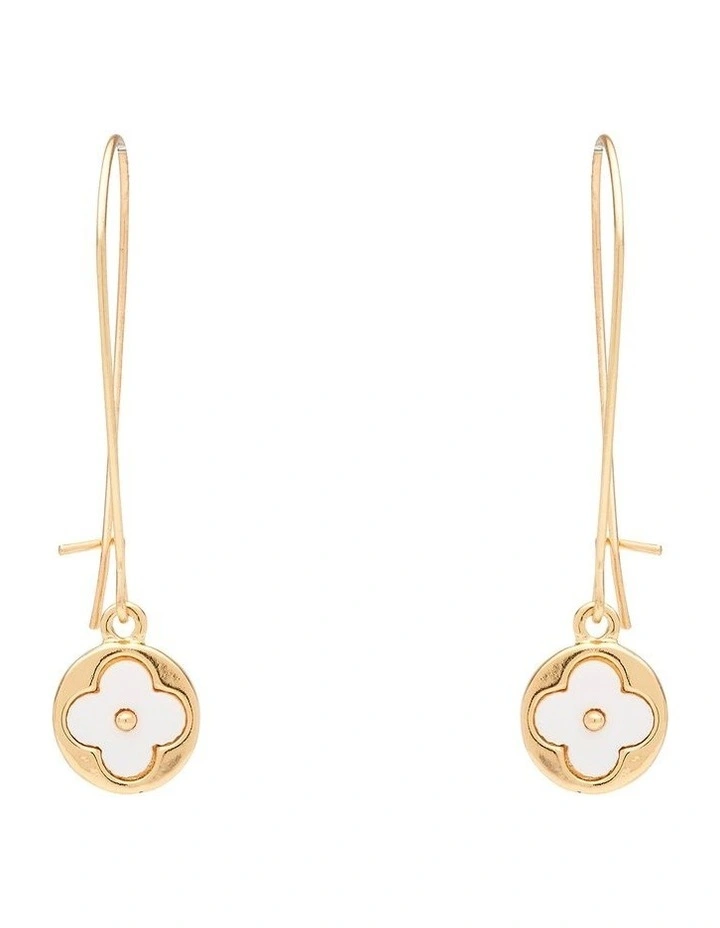 Floral Thread White Gold Drop Earring
